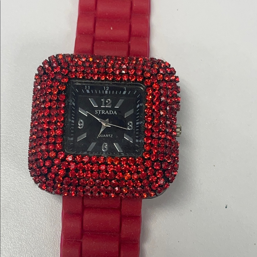 Strada Red Crystal-Embellished Watch - Picture 2 of 4